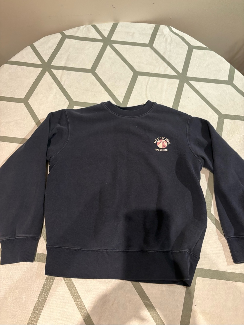 3/15$ Uniqlo Navy Basketball Graphic Crewneck Sweatshirt